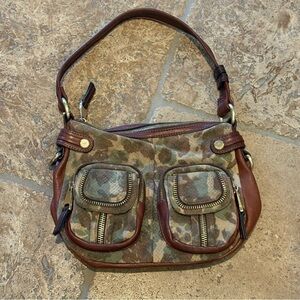 B. MAKOWSKY Camo Print Leather Hobo Y2K Bag 8”x11”